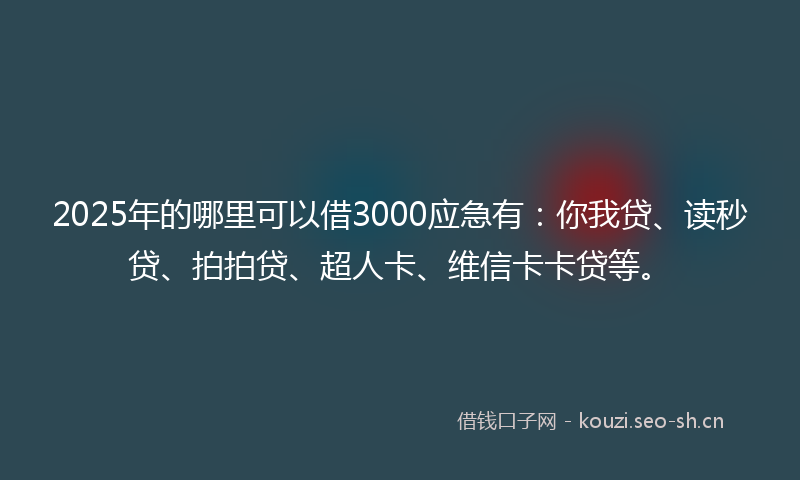 2025年的哪里可以借3000应急有:你我贷、读秒贷、拍拍贷、超人卡、维信卡卡贷等。