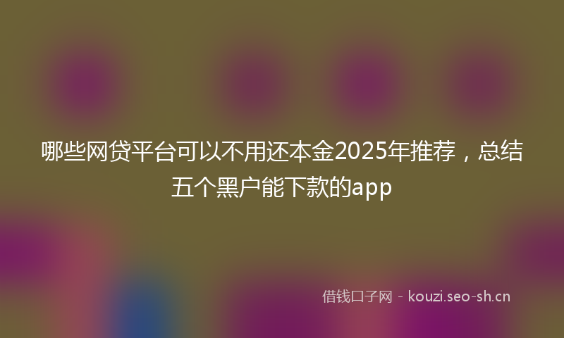 哪些网贷平台可以不用还本金2025年推荐,总结五个黑户能下款的app