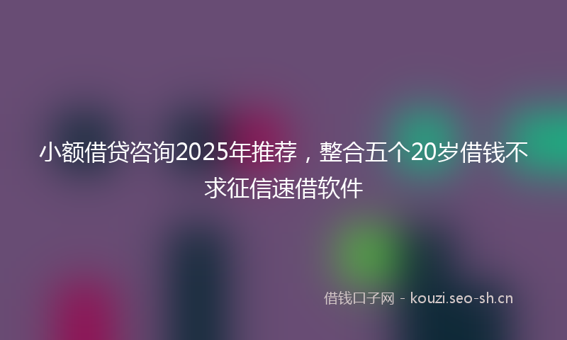 小额借贷咨询2025年推荐，整合五个20岁借钱不求征信速借软件