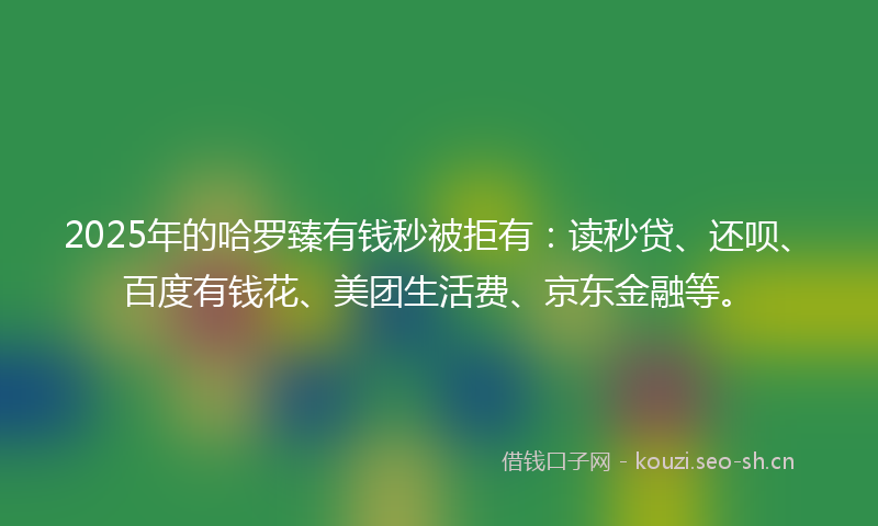 2025年的哈罗臻有钱秒被拒有：读秒贷、还呗、百度有钱花、美团生活费、京东金融等。