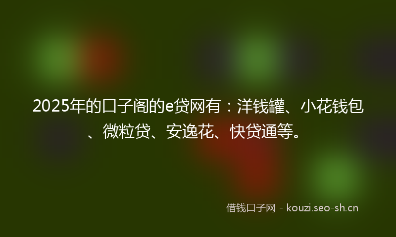 2025年的口子阁的e贷网有：洋钱罐、小花钱包、微粒贷、安逸花、快贷通等。