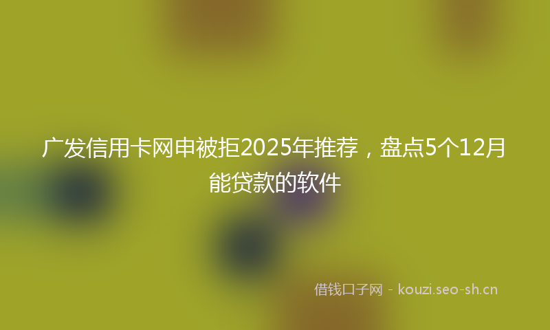 广发信用卡网申被拒2025年推荐，盘点5个12月能贷款的软件