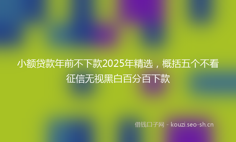 小额贷款年前不下款2025年精选，概括五个不看征信无视黑白百分百下款