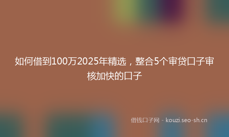 如何借到100万2025年精选，整合5个审贷口子审核加快的口子