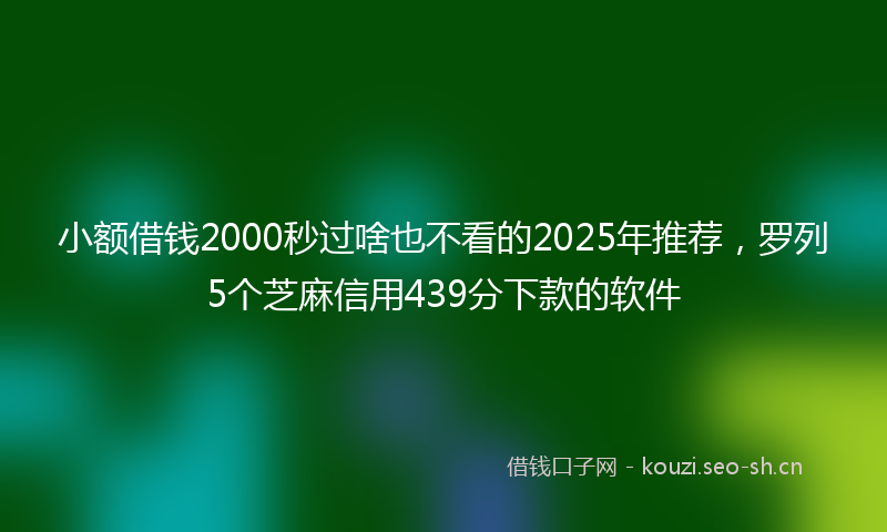 小额借钱2000秒过啥也不看的2025年推荐，罗列5个芝麻信用439分下款的软件