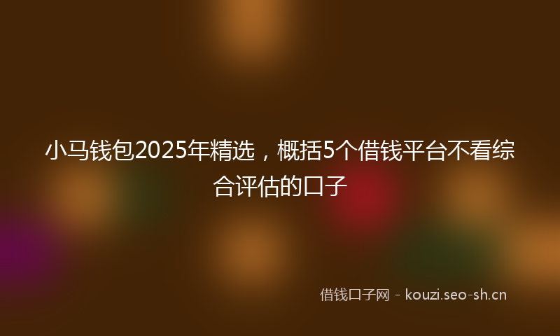 小马钱包2025年精选，概括5个借钱平台不看综合评估的口子