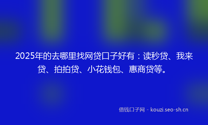 2025年的去哪里找网贷口子好有：读秒贷、我来贷、拍拍贷、小花钱包、惠商贷等。
