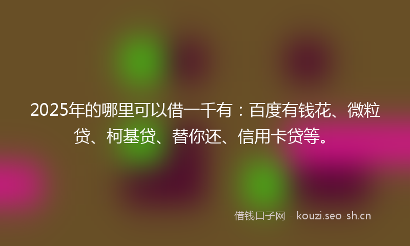 2025年的哪里可以借一千有:百度有钱花、微粒贷、柯基贷、替你还、信用卡贷等。