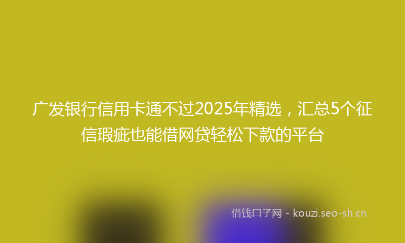 广发银行信用卡通不过2025年精选，汇总5个征信瑕疵也能借网贷轻松下款的平台
