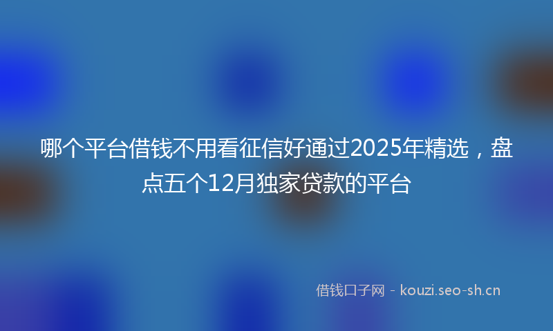 哪个平台借钱不用看征信好通过2025年精选，盘点五个12月独家贷款的平台