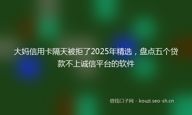 大妈信用卡隔天被拒了2025年精选，盘点五个贷款不上诚信平台的软件