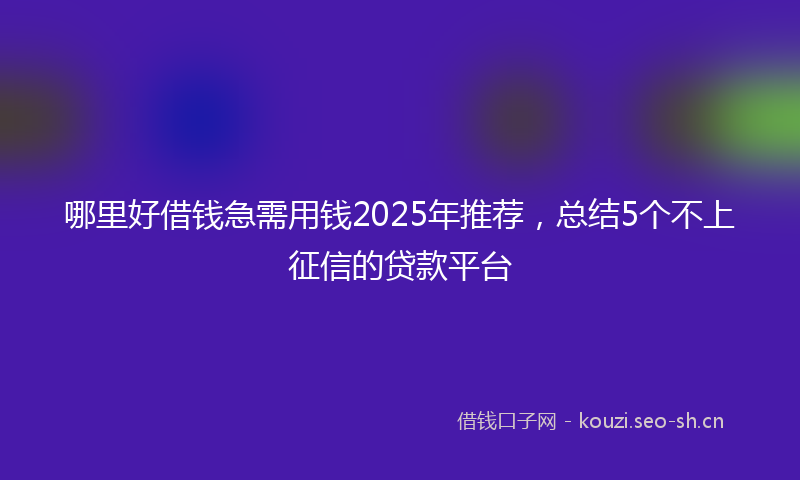 哪里好借钱急需用钱2025年推荐，总结5个不上征信的贷款平台