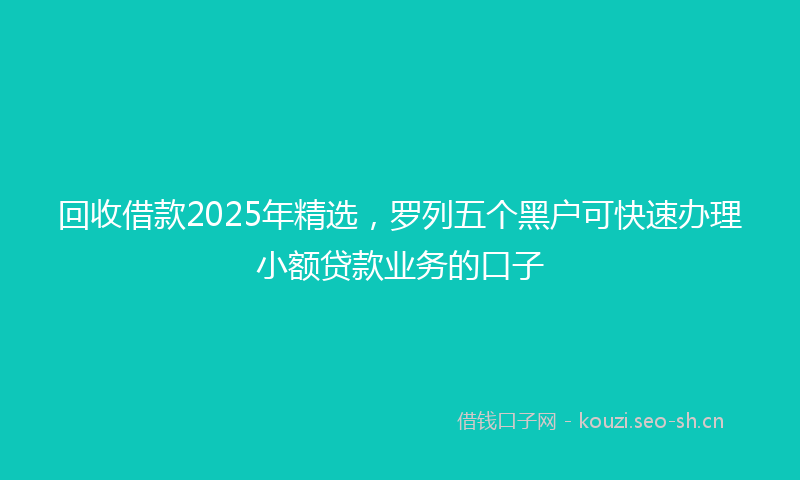 回收借款2025年精选，罗列五个黑户可快速办理小额贷款业务的口子