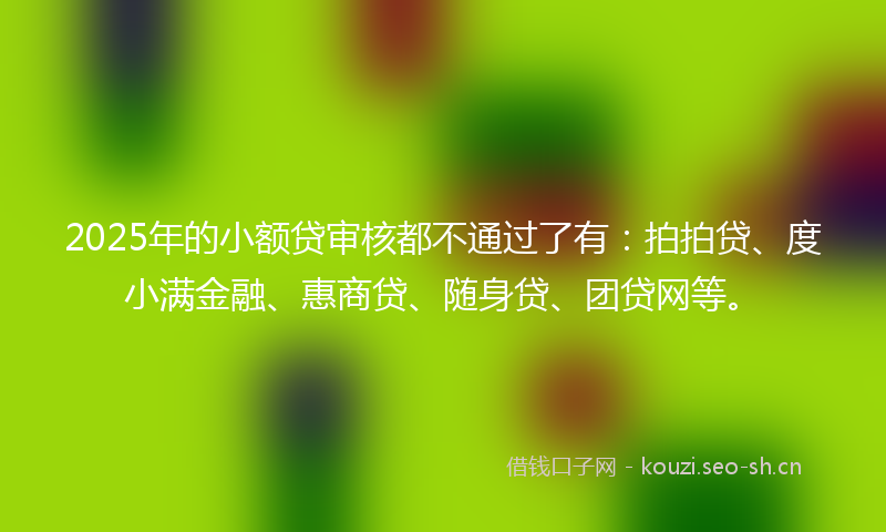 2025年的小额贷审核都不通过了有：拍拍贷、度小满金融、惠商贷、随身贷、团贷网等。
