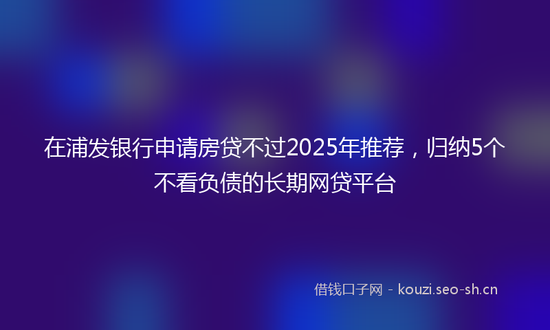在浦发银行申请房贷不过2025年推荐，归纳5个不看负债的长期网贷平台