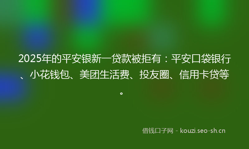 2025年的平安银新一贷款被拒有：平安口袋银行、小花钱包、美团生活费、投友圈、信用卡贷等。