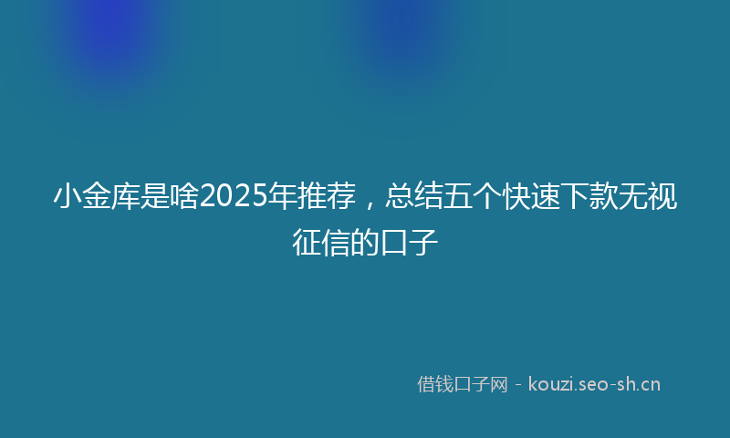 小金库是啥2025年推荐，总结五个快速下款无视征信的口子
