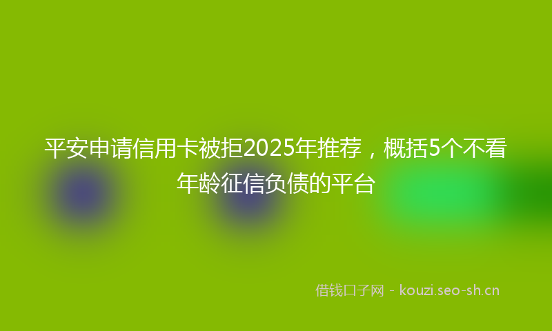 平安申请信用卡被拒2025年推荐，概括5个不看年龄征信负债的平台