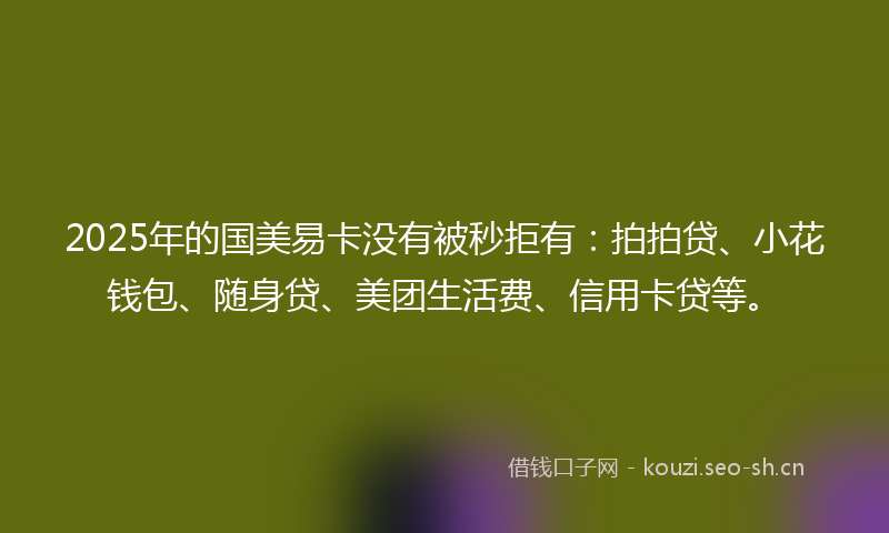 2025年的国美易卡没有被秒拒有：拍拍贷、小花钱包、随身贷、美团生活费、信用卡贷等。