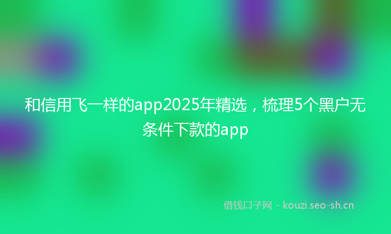 和信用飞一样的app2025年精选,梳理5个黑户无条件下款的app