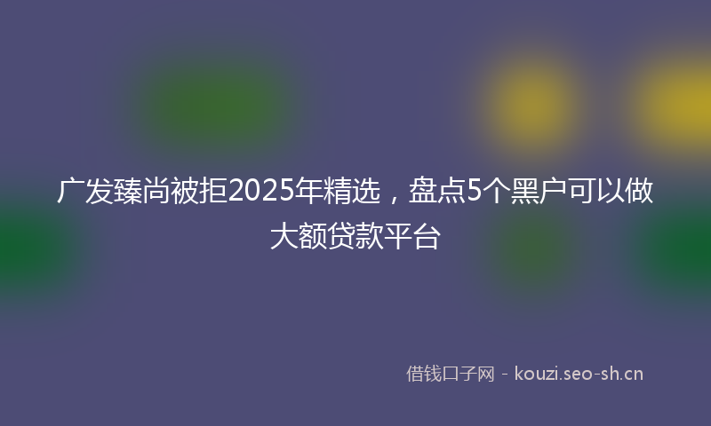 广发臻尚被拒2025年精选，盘点5个黑户可以做大额贷款平台