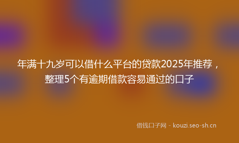 年满十九岁可以借什么平台的贷款2025年推荐，整理5个有逾期借款容易通过的口子