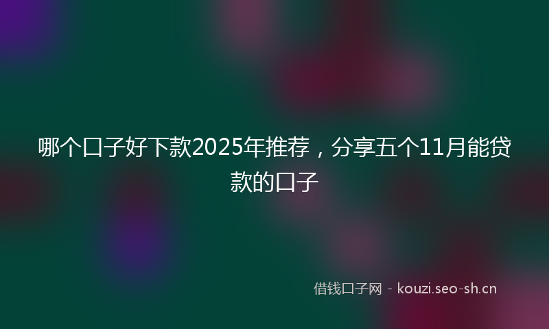 哪个口子好下款2025年推荐，分享五个11月能贷款的口子