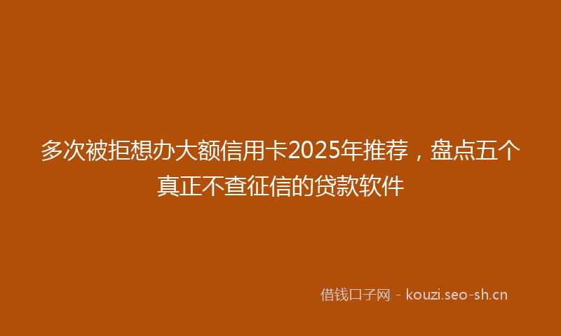 多次被拒想办大额信用卡2025年推荐，盘点五个真正不查征信的贷款软件