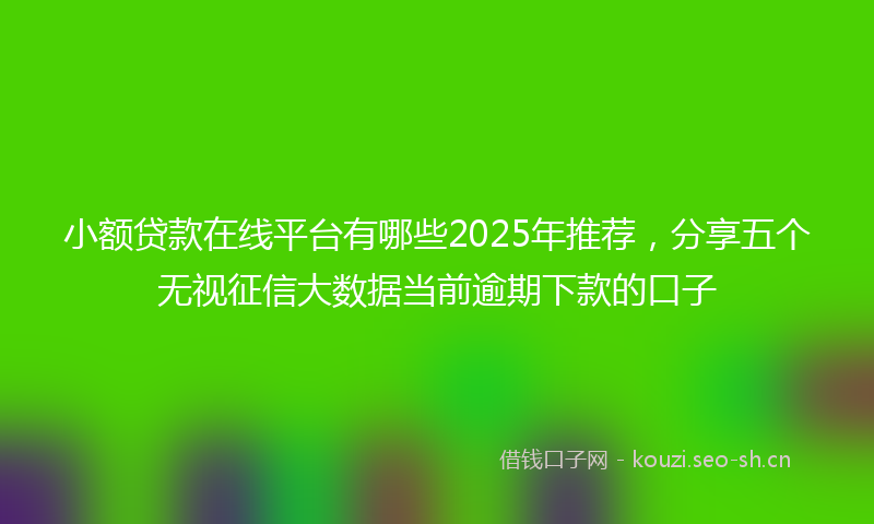 小额贷款在线平台有哪些2025年推荐,分享五个无视征信大数据当前逾期下款的口子