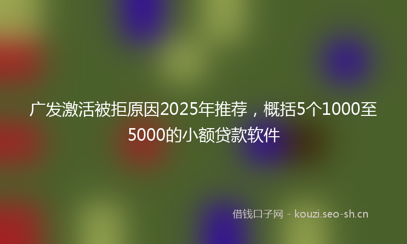 广发激活被拒原因2025年推荐，概括5个1000至5000的小额贷款软件