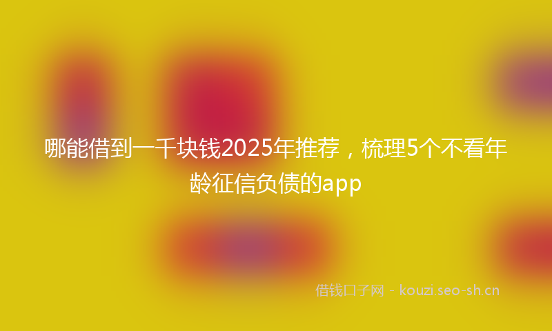 哪能借到一千块钱2025年推荐，梳理5个不看年龄征信负债的app