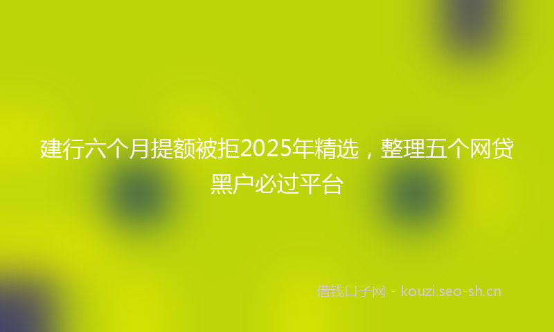 建行六个月提额被拒2025年精选，整理五个网贷黑户必过平台