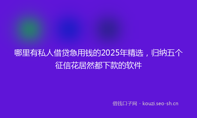哪里有私人借贷急用钱的2025年精选,归纳五个征信花居然都下款的软件