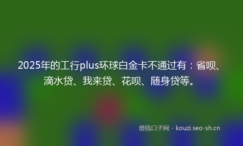 2025年的工行plus环球白金卡不通过有：省呗、滴水贷、我来贷、花呗、随身贷等。