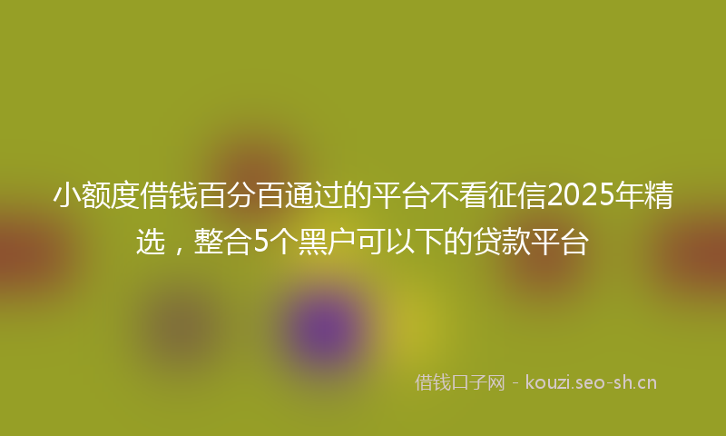 小额度借钱百分百通过的平台不看征信2025年精选，整合5个黑户可以下的贷款平台