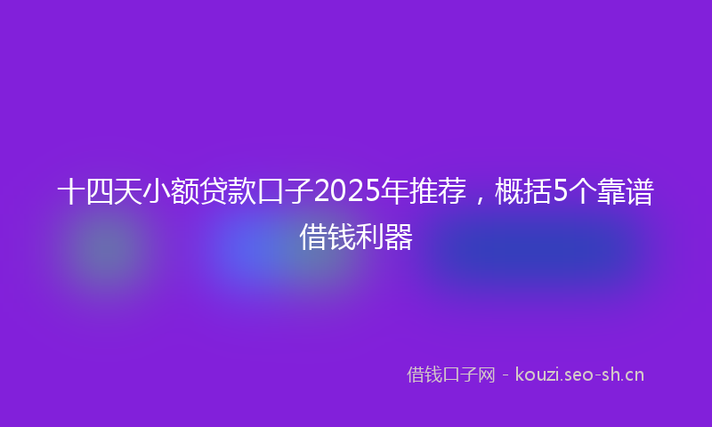 十四天小额贷款口子2025年推荐，概括5个靠谱借钱利器