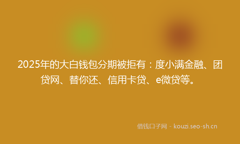 2025年的大白钱包分期被拒有：度小满金融、团贷网、替你还、信用卡贷、e微贷等。
