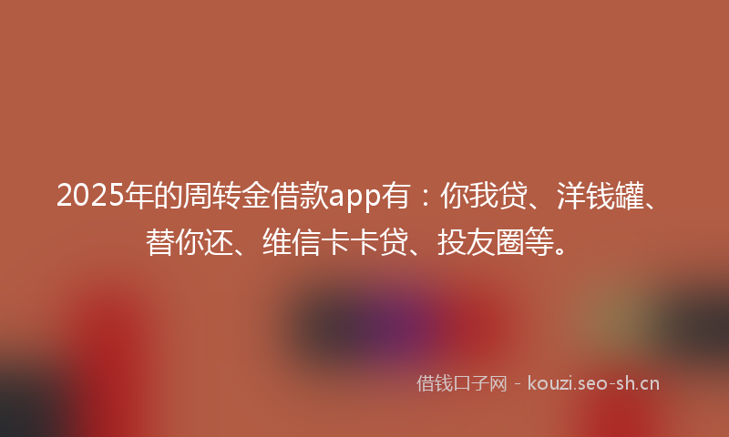 2025年的周转金借款app有:你我贷、洋钱罐、替你还、维信卡卡贷、投友圈等。