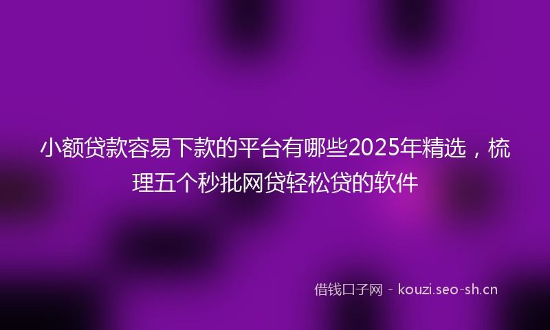 小额贷款容易下款的平台有哪些2025年精选，梳理五个秒批网贷轻松贷的软件