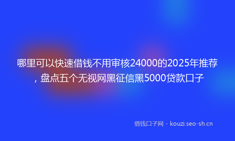 哪里可以快速借钱不用审核24000的2025年推荐，盘点五个无视网黑征信黑5000贷款口子