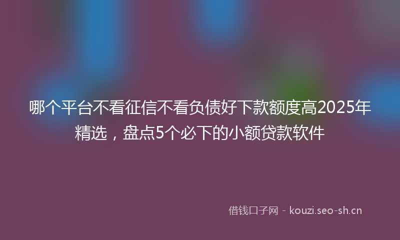 哪个平台不看征信不看负债好下款额度高2025年精选，盘点5个必下的小额贷款软件