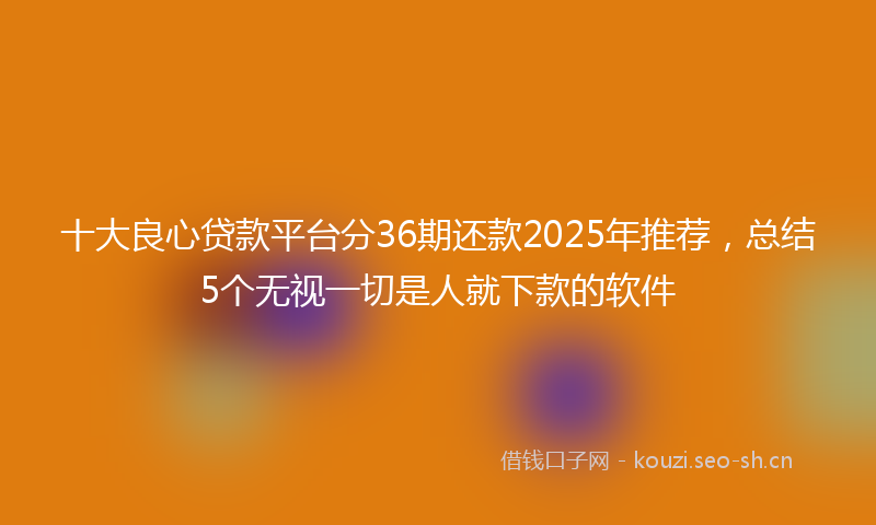 十大良心贷款平台分36期还款2025年推荐，总结5个无视一切是人就下款的软件
