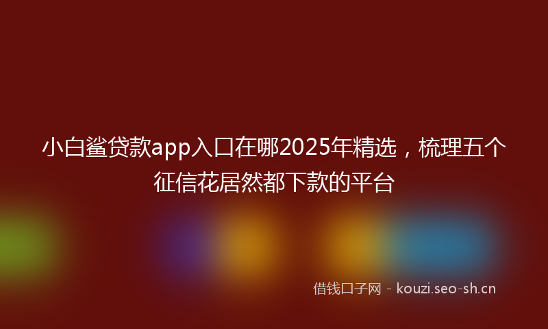 小白鲨贷款app入口在哪2025年精选,梳理五个征信花居然都下款的平台