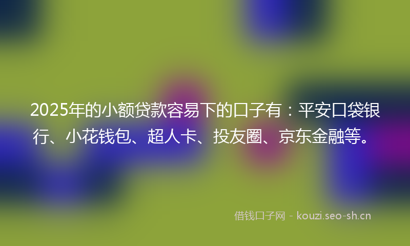 2025年的小额贷款容易下的口子有：平安口袋银行、小花钱包、超人卡、投友圈、京东金融等。