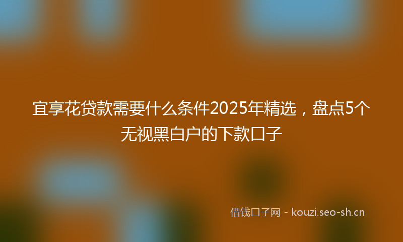 宜享花贷款需要什么条件2025年精选，盘点5个无视黑白户的下款口子