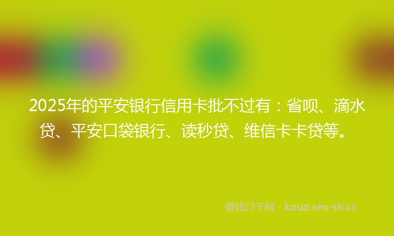 2025年的平安银行信用卡批不过有：省呗、滴水贷、平安口袋银行、读秒贷、维信卡卡贷等。