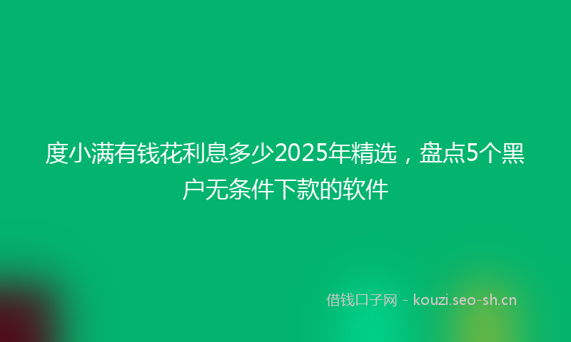 度小满有钱花利息多少2025年精选，盘点5个黑户无条件下款的软件