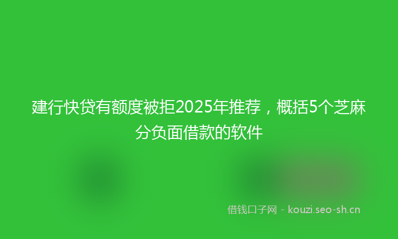 建行快贷有额度被拒2025年推荐，概括5个芝麻分负面借款的软件