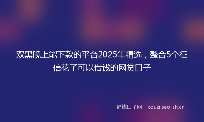 双黑晚上能下款的平台2025年精选，整合5个征信花了可以借钱的网贷口子