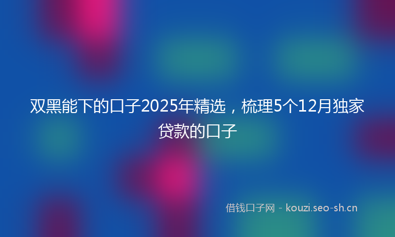 双黑能下的口子2025年精选,梳理5个12月独家贷款的口子